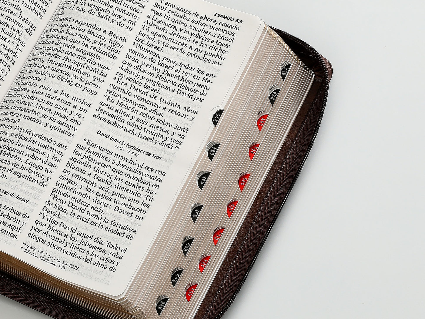 Biblia RVR1960 Tamaño Manual - Imitación Piel, Tricolor Café/Café/Café, Letra 14 Puntos, con Cierre e Índice