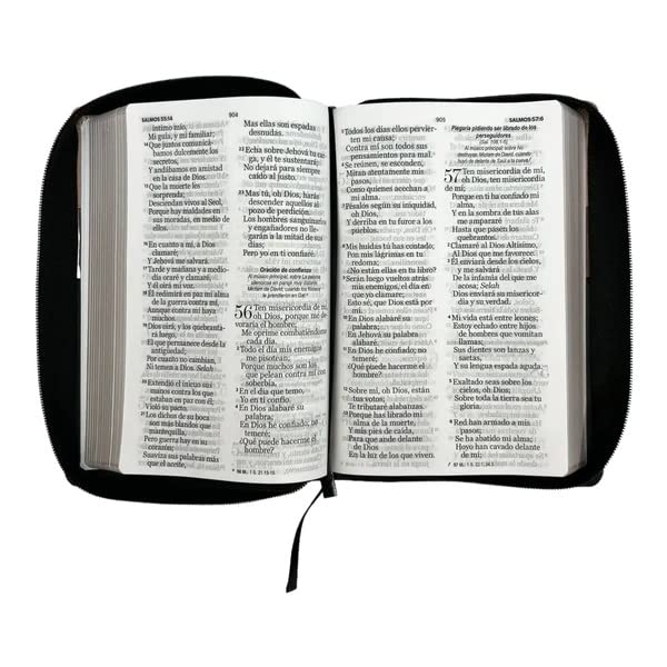 Biblia RVR1960 Tamaño Manual - Color tres tonos Beige/Café/Negro con Cierre, Letra 14 Puntos