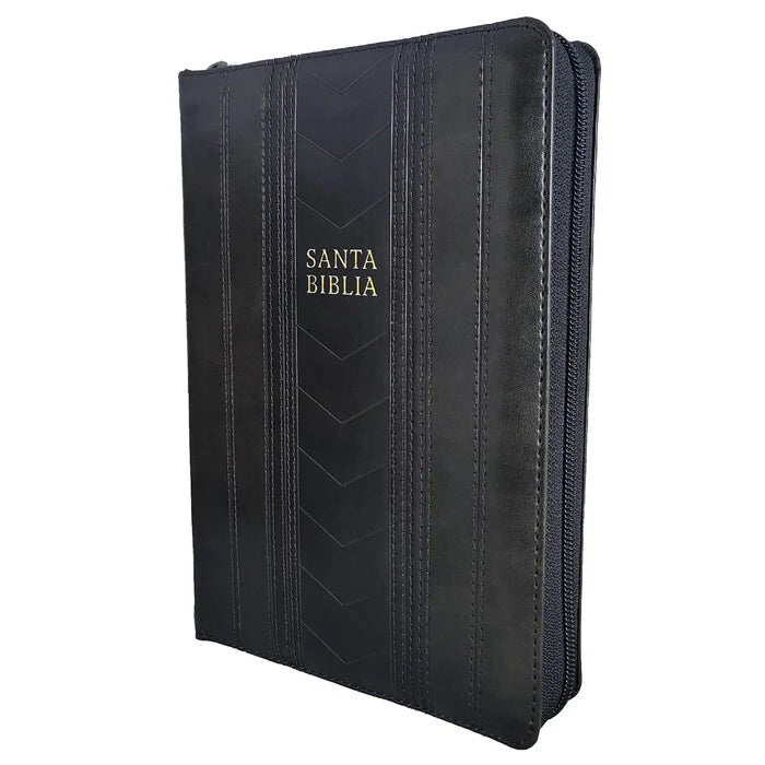 RVR1960 Biblia Tamaño Manual - Color Negro, Imitación Piel, Letra 14 Puntos, con Índice y Cierre