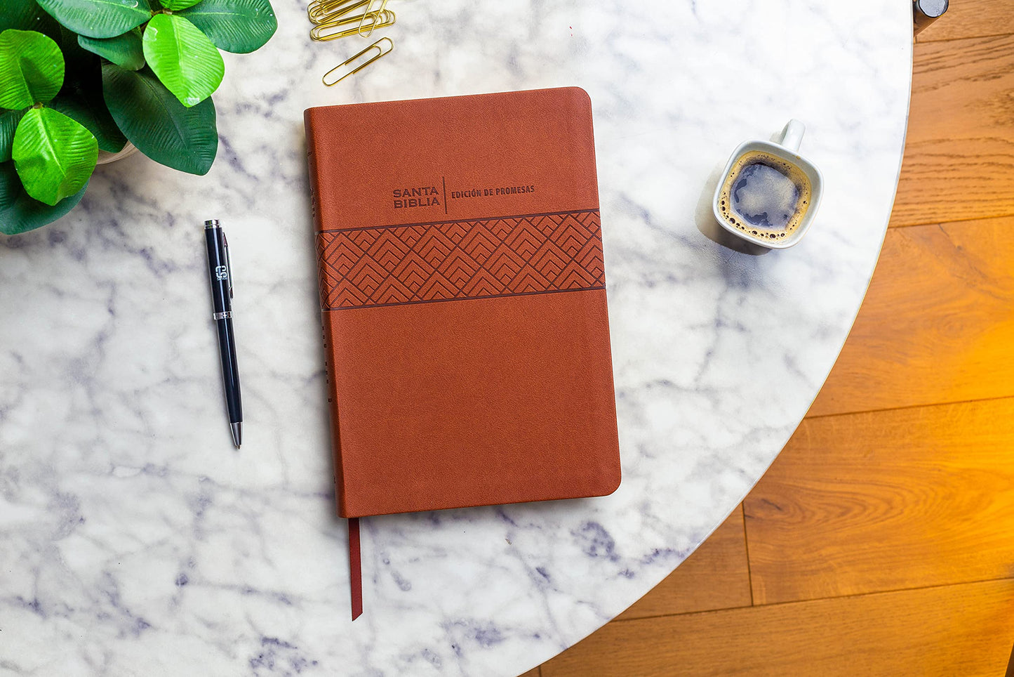 Biblia RVR1960 Tamaño Gigante, Imitación Piel Color Café con Indice Edición Promesas