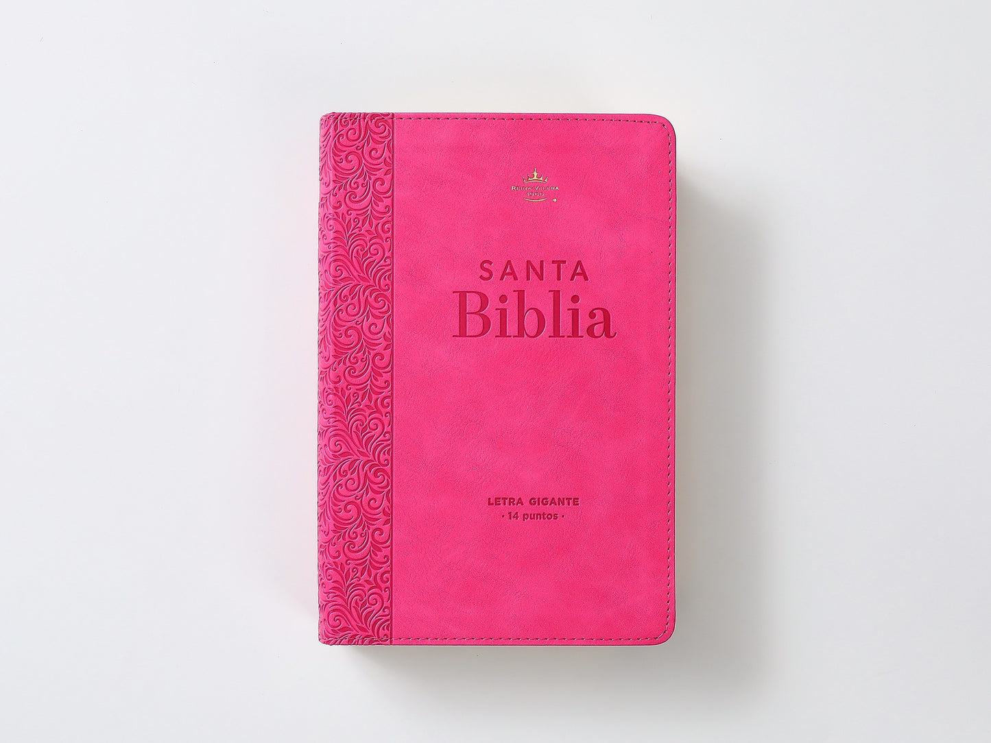 Biblia RVR1960 Tamaño manual  - Imitación Piel, Color Fucsia, Letra Grande 14 Puntos