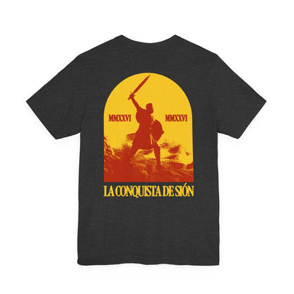 Camiseta gráfica de espada guerrera — La Conquista de Sión 2026