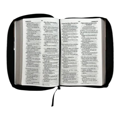 Biblia RVR1960 Tamaño Manual - Color tres tonos Beige/Café/Negro con Cierre, Letra 14 Puntos