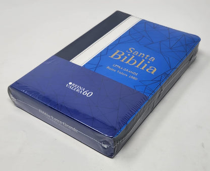 Biblia RVR60 Tamaño manual - Tricolor: azul/crema/azul marino con indice y cierre, Letra 12 Puntos