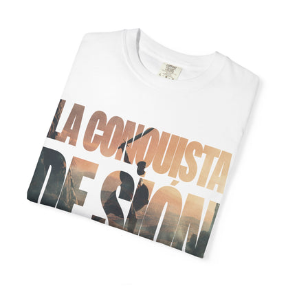 Camiseta de figura de guerrero en letras — La Conquista de Sión 2026