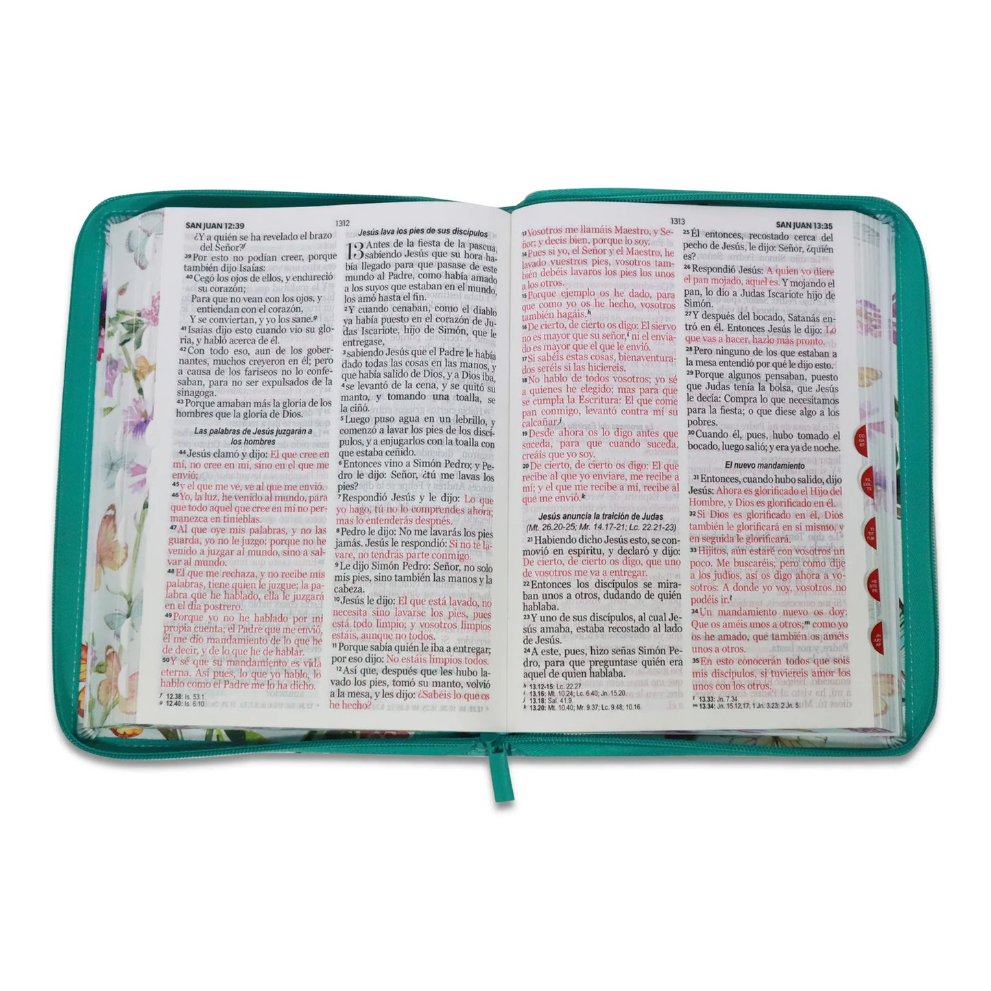 Biblia RVR1960, Tamaño Grande, Imitación Piel, Color Aqua Mariposas, Con Cierre e Indice