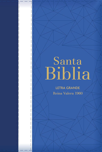 Biblia RVR60 Tamaño manual - Tricolor: azul/crema/azul marino con indice y cierre, Letra 12 Puntos