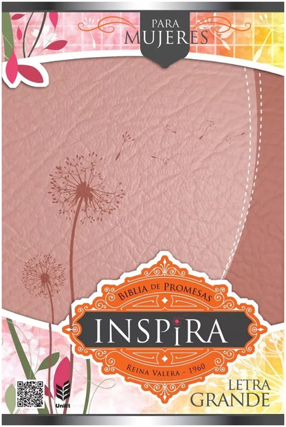 Biblia de Promesas RVR1960 INSPIRA para Mujeres - Color Oro/Rosa con Indice Letra 14 Puntos
