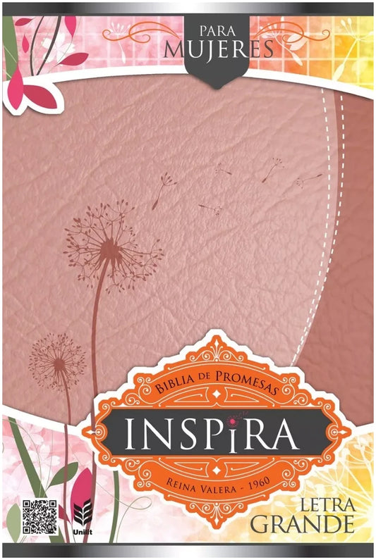 Biblia de Promesas RVR1960 INSPIRA para Mujeres - Color Oro/Rosa con Indice Letra 14 Puntos
