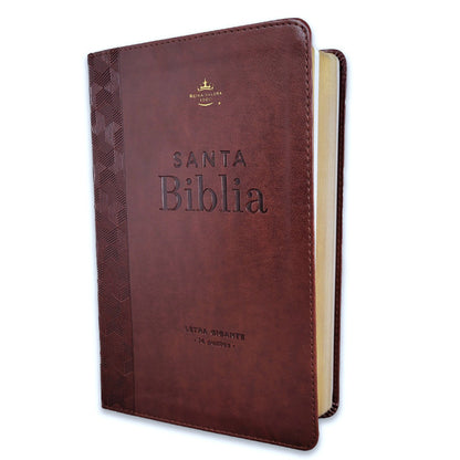 Biblia RVR1960 Tamaño Manual - Color Café Oscuro, Imitación Piel, Letra 14 puntos