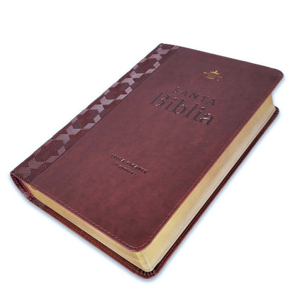 Biblia RVR1960 Tamaño Manual - Color Café Oscuro, Imitación Piel, Letra 14 puntos