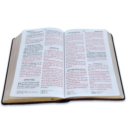 Biblia RVR1960 Tamaño Manual - Color Café Oscuro, Imitación Piel, Letra 14 puntos