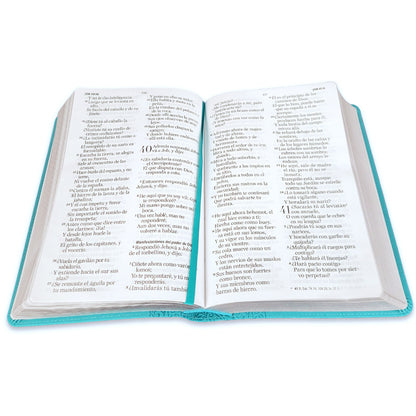 Biblia RVR1960 Tamaño Manual - Imitación Piel, Color Turquesa, Letra Grande 14 Puntos