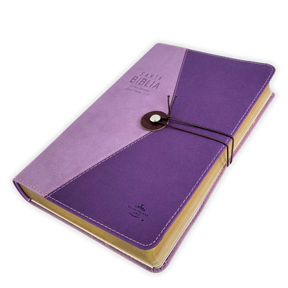 Biblia RVR1960, Tamaño Manual Con Lazo, Color Lila/Morado, Letra 11 puntos