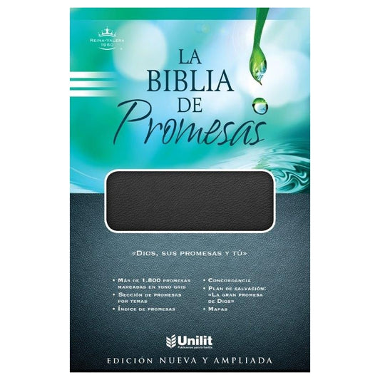 Biblia de Promesas, Tamaño Manual, Piel/Color Negro, Canto Plata